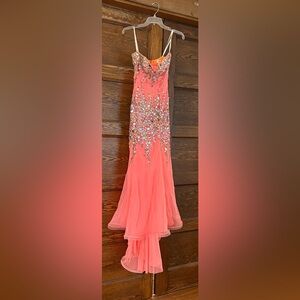 Elegant Coral Embellished Prom Dress